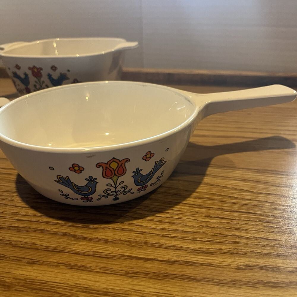 Corning Ware Country Festival Bluebird Pattern Casserole Sauce Dishes Set Of 4 - Picture 3 of 7